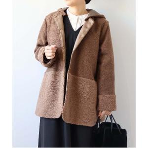 コート アウター 「L〜6L 大きいサイズ」ミックスボアフーテッドジャケット レディース