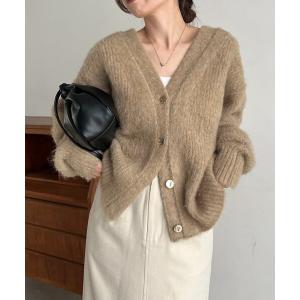 カーディガン ニュアンスボタンレイヤード風カーディガン レディース