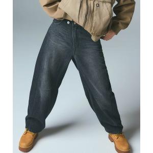 ワイドパンツ ジーンズ デニム デニムパンツ ASYMMETRIC WAIST BARREL LEG DENIM PANTS レディース メンズ