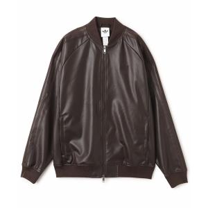黒リアルレザージャケット本革 ホワイトストライプYKKジッパーadidas? adidas（アディダス） コート ジャケット adidas SST PLEATHER TRACK