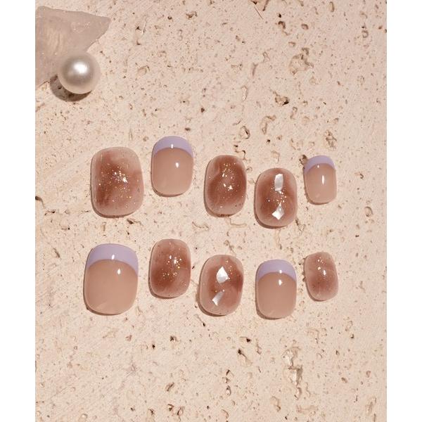 ネイルチップ ネイルシール 3D水光ネイルピンクグラデーションシルバードミラーラインオーバルネイルチ...