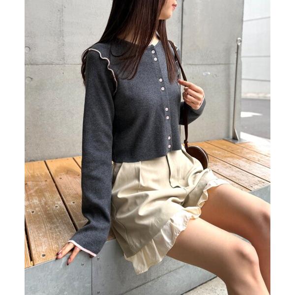 カーディガン 配色パイピングカーディガン レディース