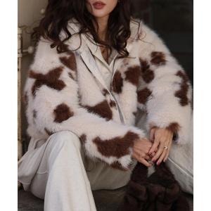 コート アウター カウパターンファージャケット レディース