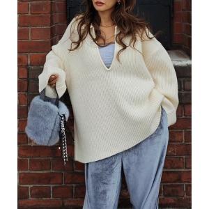 ニット セーター スキッパーポロデザインニット レディース