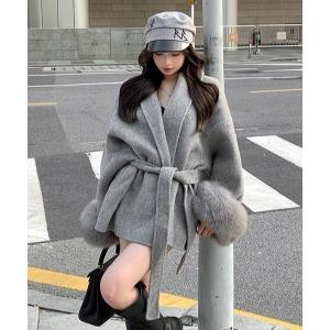 コート アウター リッチファーショートガウン レディース