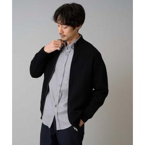 カーディガン 「洗濯機で洗える」ダブルフェイスニットスタンドジップカーディガン メンズ