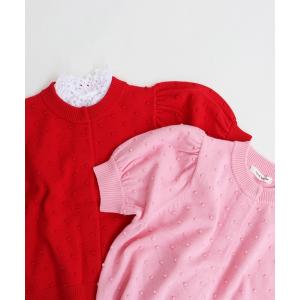 カーディガン つぶつぶ編みクルーネックカーディガン レディース