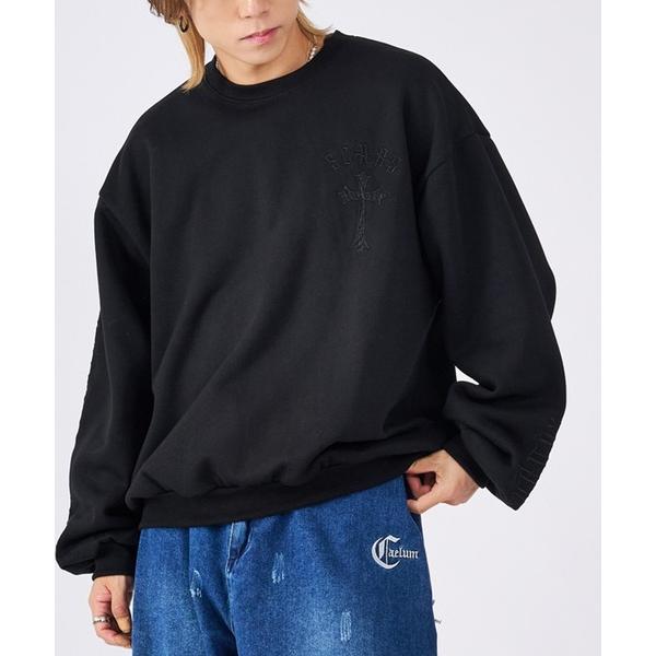 トレーナー スウェット 十字クロスアップリケトレーナー メンズ レディース