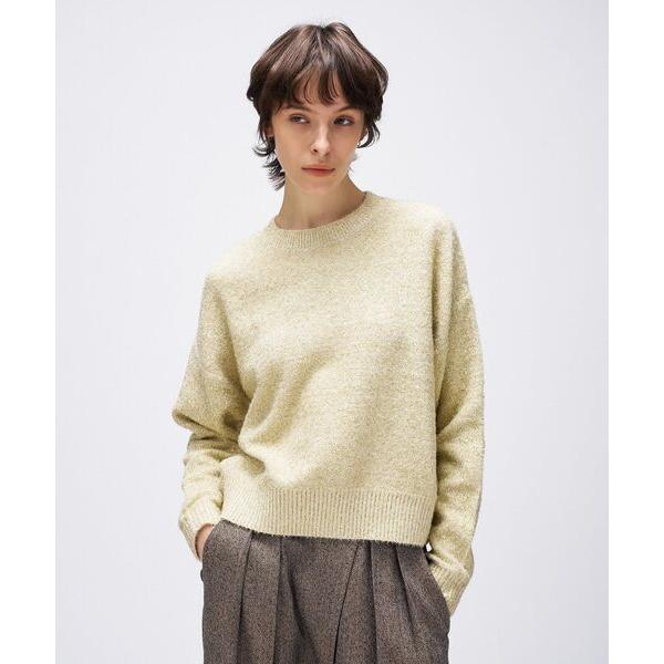 ニット セーター 「手洗い可」ラメフェザークルーネックニット レディース