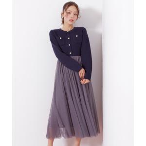 ワンピース ニットジャケットドッキングワンピース