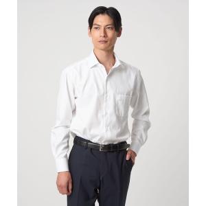 フォーマル シャツ コットン シャドーストライプ クレリック ワイドカラー ドレスシャツ -イージーアイロン- メンズ
