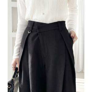 ワイドパンツ スラックス パンツ 「Eclat one」ストレートシルエット フロントタック ワイドパンツ レディース