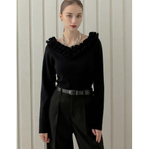 ニット セーター 「2025-26 WINTER COLLECTION」「MEISM by Re:EDIT」フリルVネックニットトップス レディース