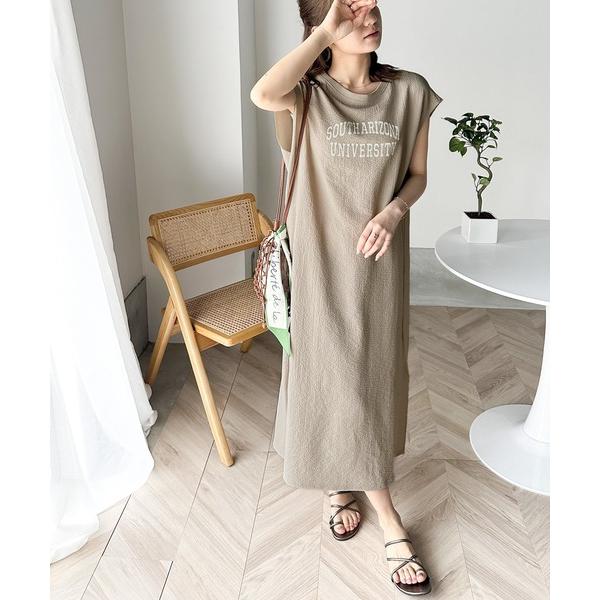 「Java」 ノースリーブワンピース LARGE ベージュ レディース