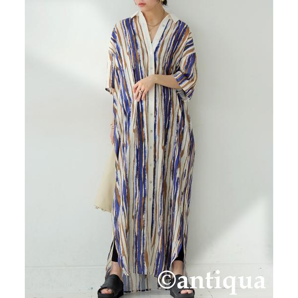 「antiqua」 半袖ワンピース R ブルー系その他 レディース