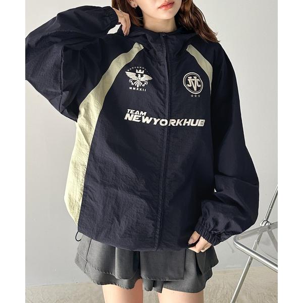 「Java」 ナイロンブルゾン MEDIUM ネイビー レディース