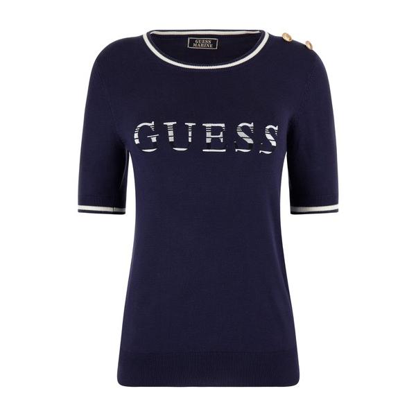 「Guess」 半袖ニット X-SMALL ネイビー レディース