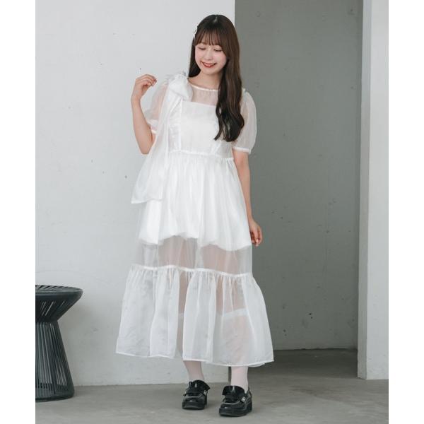 「INTER FACTORY」 半袖ワンピース FREE ホワイト レディース