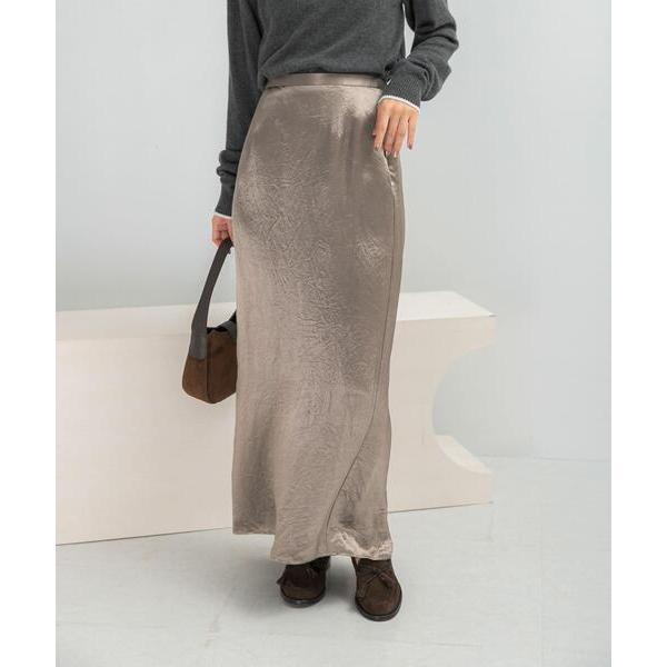 スカート アセテートサテンストレートスカート