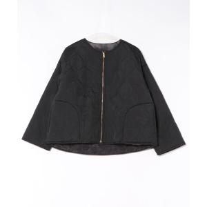 ジャケット ノーカラージャケット ひょうたんキルトリバーシブルZIPジャケット レディース