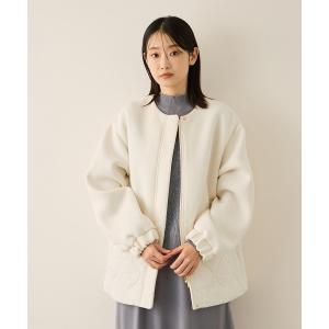 ジャケット ノーカラージャケット ダンボール中綿切り替えノーカラージャケット「手洗い可能」 レディース