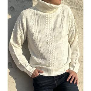 セーター ニット ケーブル編みニットセーター タートルネック メンズ