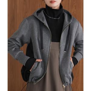 パーカー パウンドストレッチサイド異素材パーカー レディース