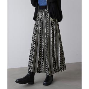 スカート 幾何柄ニットスカート