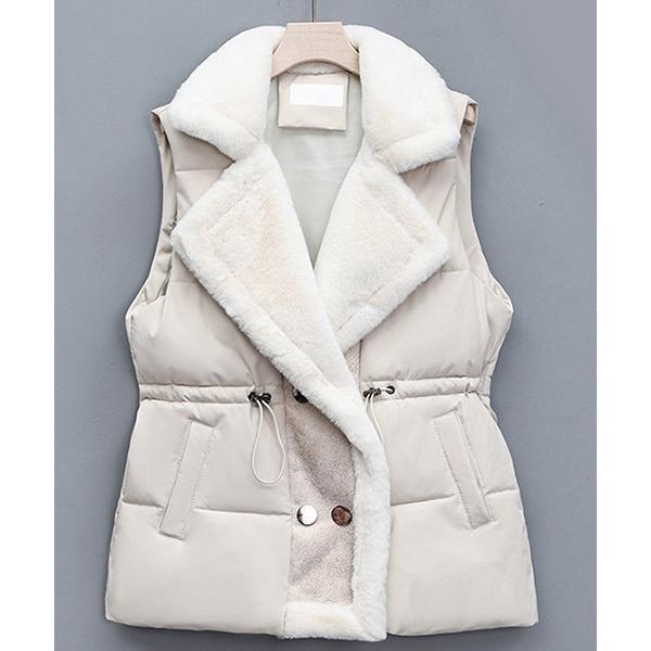 ベスト ジレ YUGA　ダブルブレスト　ファーカラーベスト レディース