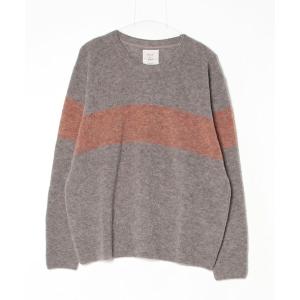 セーター ニット パネルボーダークルーネック メンズ