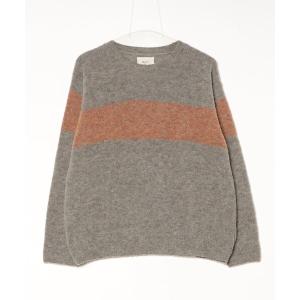 ニット セーター パネルボーダークルーネック レディース