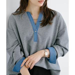 tシャツ ライトダンボールデニムドッキングプルオーバー レディース