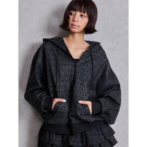 パーカー GG chain glitter print BIGパーカー レディース