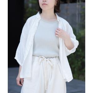 Brocante //ブロカント *リネンドルマンブラウス*2シャツ麻トップス 