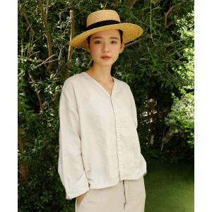 ブラウス シャツ 「Brocante / ブロカント」 リネンキャンバス カルディガンシャツ レディース