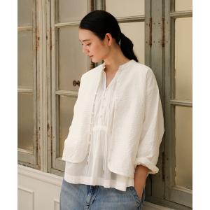 ジャケット ノーカラージャケット 「Brocante / ブロカント」 二重インドボイル ポワンジャケット レディース