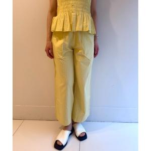 ワイドパンツ パンツ COTTON STRIPE JAQUARD LADDER LACE PANTS レディース