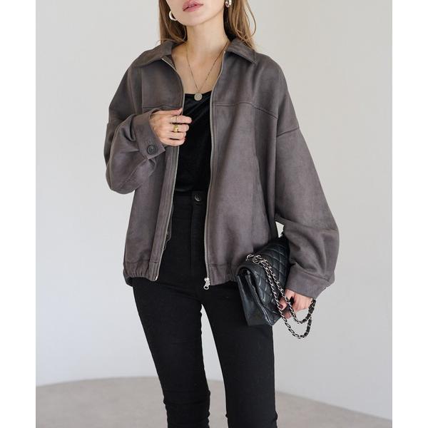 ブルゾン アウター フェイクスエードジップジャケット レディース