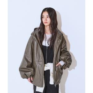 ブルゾン アウター レザーパファーフードブルゾン/634608 レディース