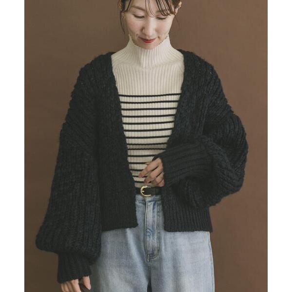 カーディガン ウールミックスボリュームカーディガン レディース