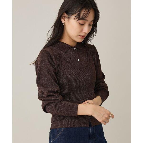 カーディガン ポロ衿アンサンブルニット「マシンウォッシャブル」 レディース