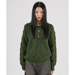 ニット セーター SHAGGY CABLE V NECK KNIT レディース メンズ