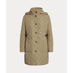 コート アウター フーデッド ダイヤモンドキルテッド コート レディース