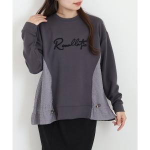 tシャツ Anna Nicola 異素材切替ロゴ刺繍プルオーバー レディース