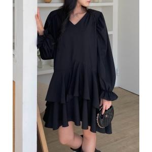 ワンピース フリルキャンディースリーブミニワンピース