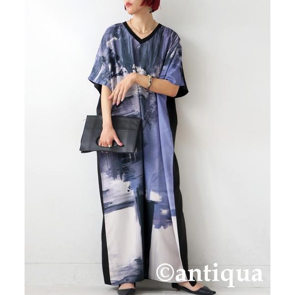 「antiqua」 半袖ワンピース R パープル レディース