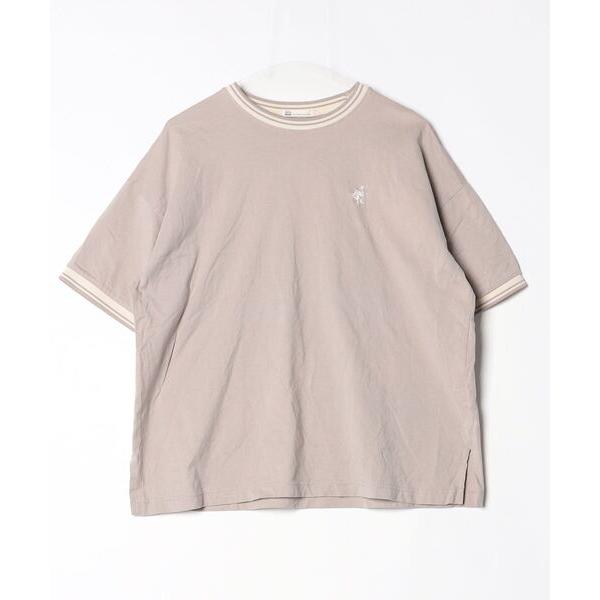「Java」 ワンポイント半袖Tシャツ M ベージュ レディース