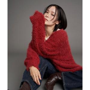 カーディガン 「尾崎紗代子×YECCA VECCA」ブークレフェザーニットカーディガン レディース