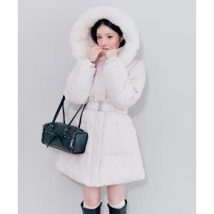 ダウンコート ダウンジャケット ウエストベルト付き中綿コート レディース