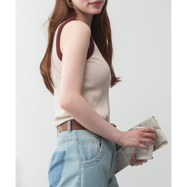タンクトップ ノースリーブ ランダムリブタンクトップ コットン100％ 夏服 レディース